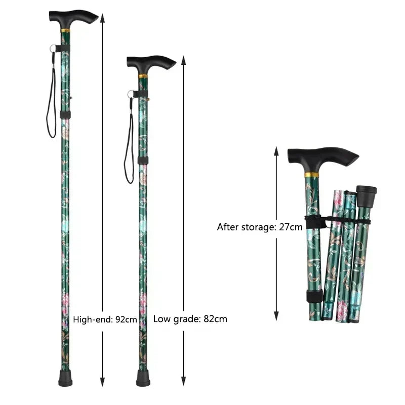 Adjustable Telescopic Trekking Poles — 5-Section Folding Hiking & Walking Stick with T-Handle and Rubber Tip, 82–92 cm (32–36 in)