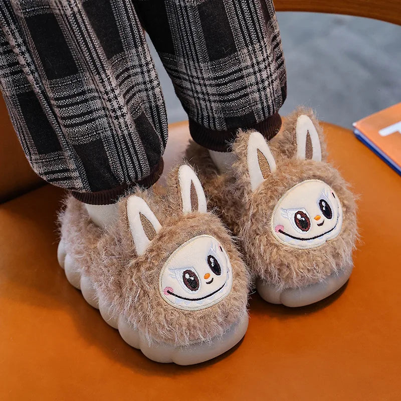 Kids Winter Plush Slippers - Warm Faux Fur Cotton Shoes, Anti-Slip Indoor Slippers for Girls & Boys