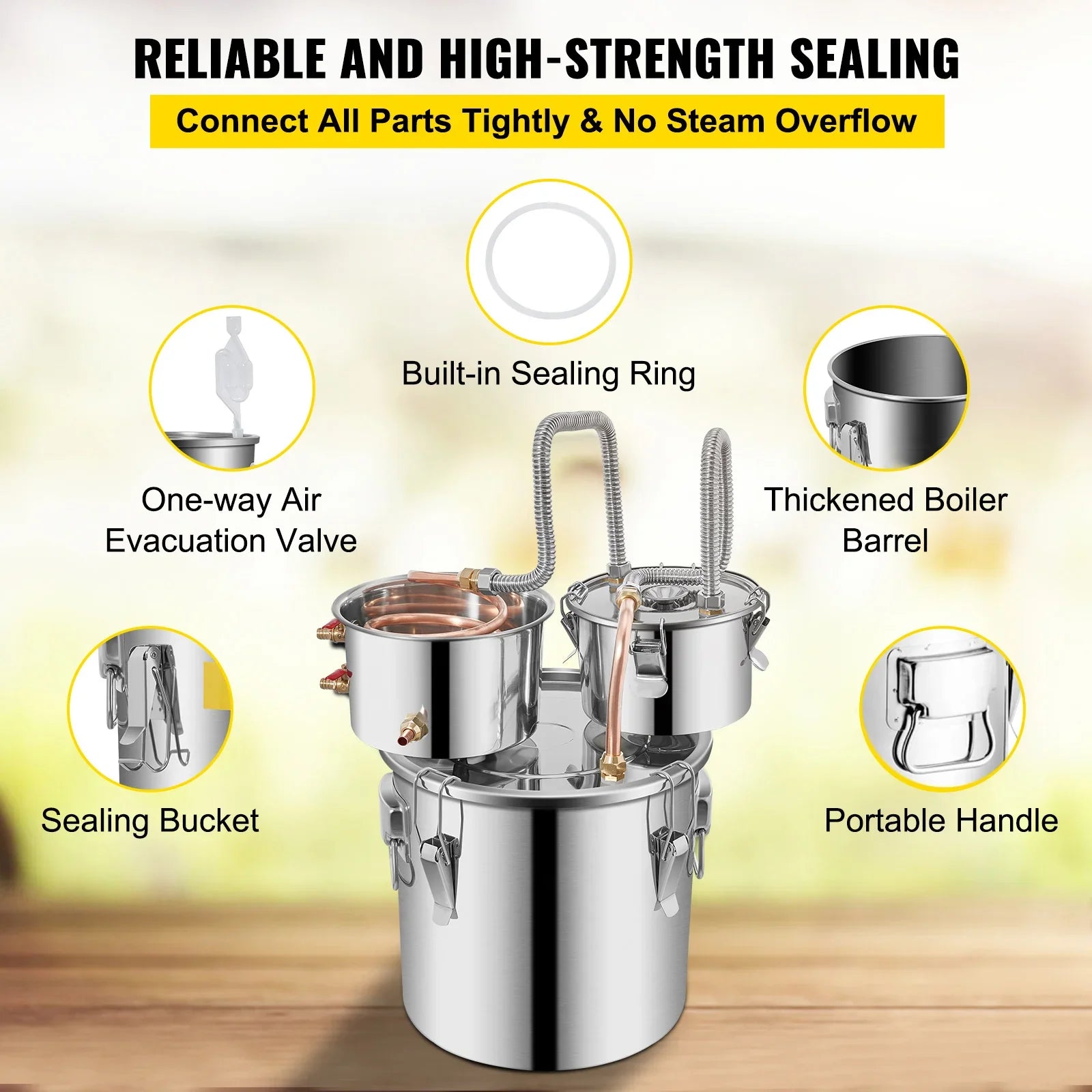 Home Alcohol Distiller Still Kit – 3 Gal / 12 L & 8 Gal / 30 L (Stainless Steel + Copper) DIY Whisky Brandy Vodka Brewing Kit