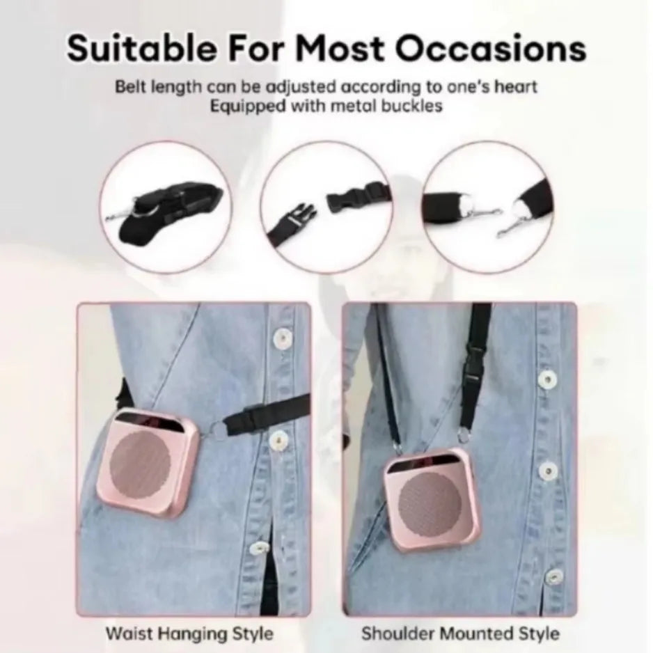 Portable 5W Voice Amplifier with Headset Microphone – 2200mAh Rechargeable Wearable Speaker, USB/TF Playback for Teachers & Tour Guides