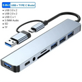 8-in-2 USB-C Hub Docking Station with Micro SD/TF Card Reader, 3.5mm Audio & USB 3.0/2.0 Ports