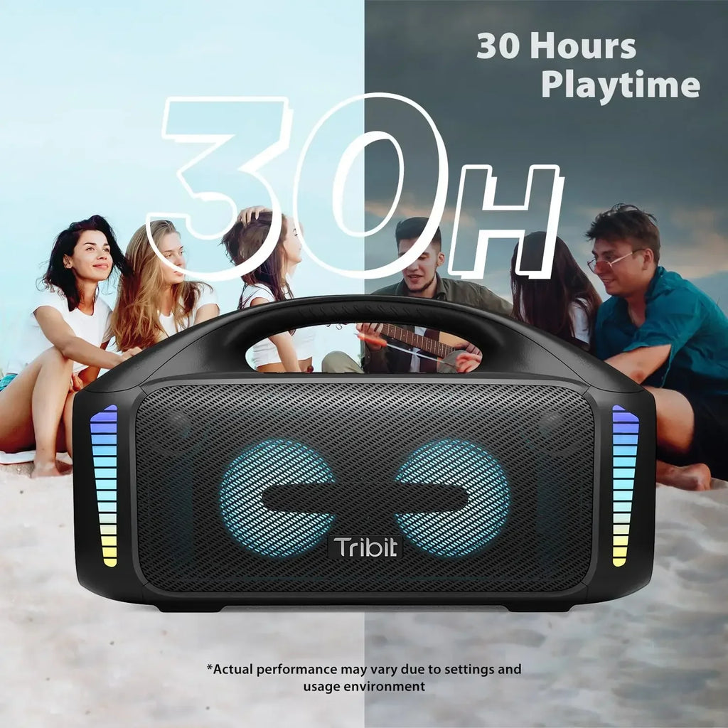 90W Portable Bluetooth Party Speaker IPX7 Waterproof — 30H Playtime, 32 LED Lights, Powerbank & Bluetooth 5.3