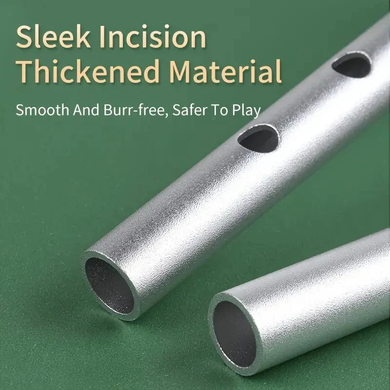 Tin Penny Whistle (C/D Key) 6-Hole Irish Whistle Flute, Alloy & ABS, Includes Music Book and Pouch