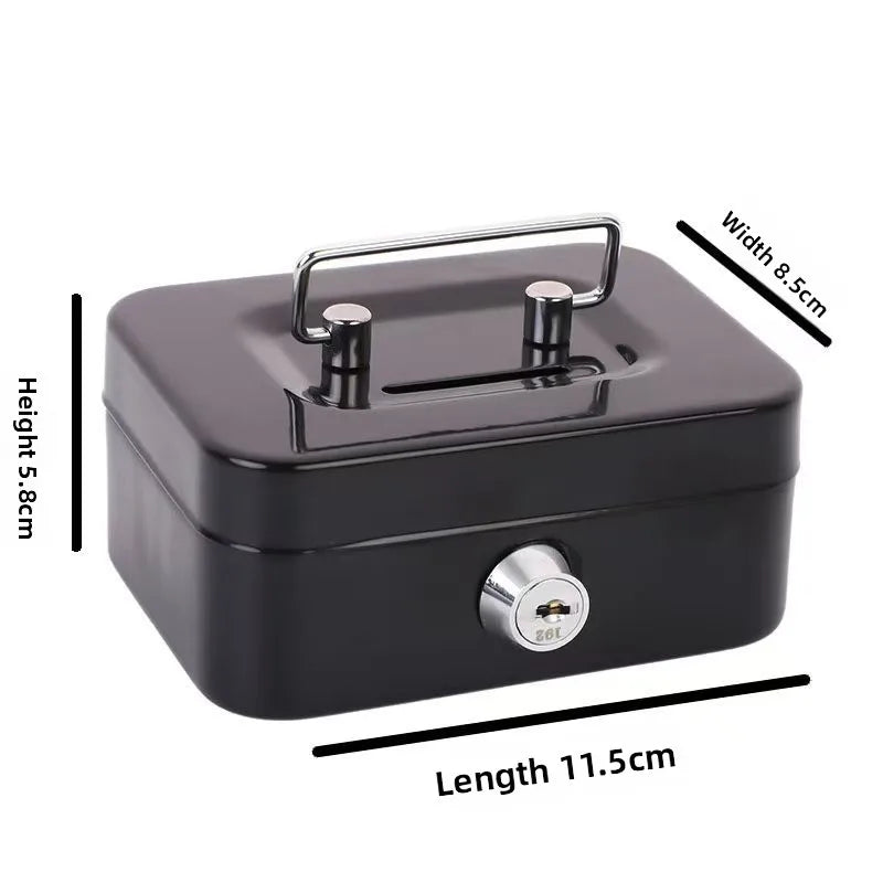 Portable Lockable Metal Cash Box with Key - Small Piggy Money Safe for Kids
