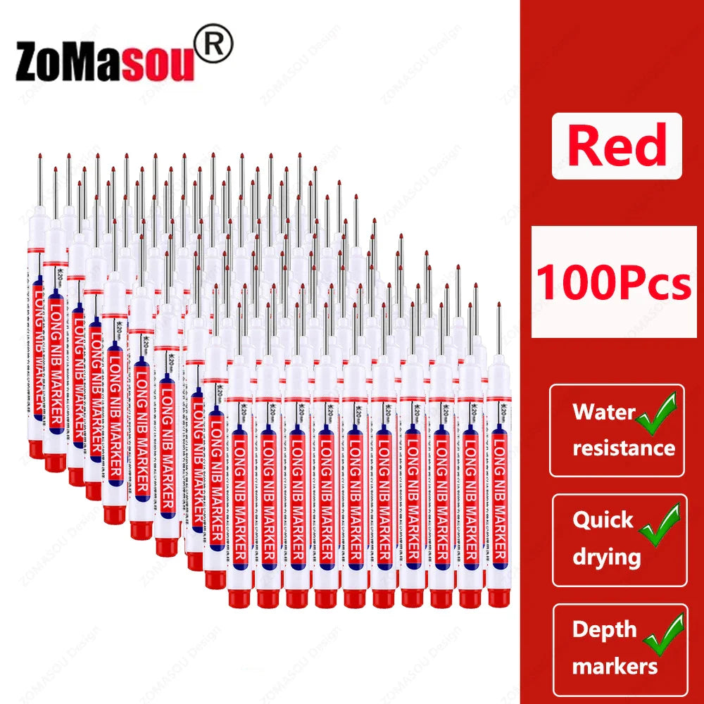 20mm Long-Head Deep Hole Marker Pens - Waterproof Fast-Dry Oil Markers for Wood, Metal & Glass (Red/Black/Blue/Green)