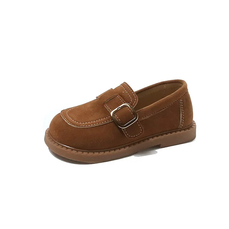 Girls Hook-and-Loop Loafers – Soft PU Leather Flats for Kids, Casual School Shoes, Anti-Slip Round Toe