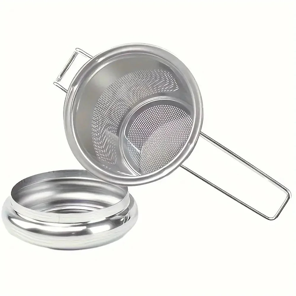 Premium Stainless Steel Tea Infuser with Folding Handle and Lid - Anti-Scald Loose Leaf Strainer