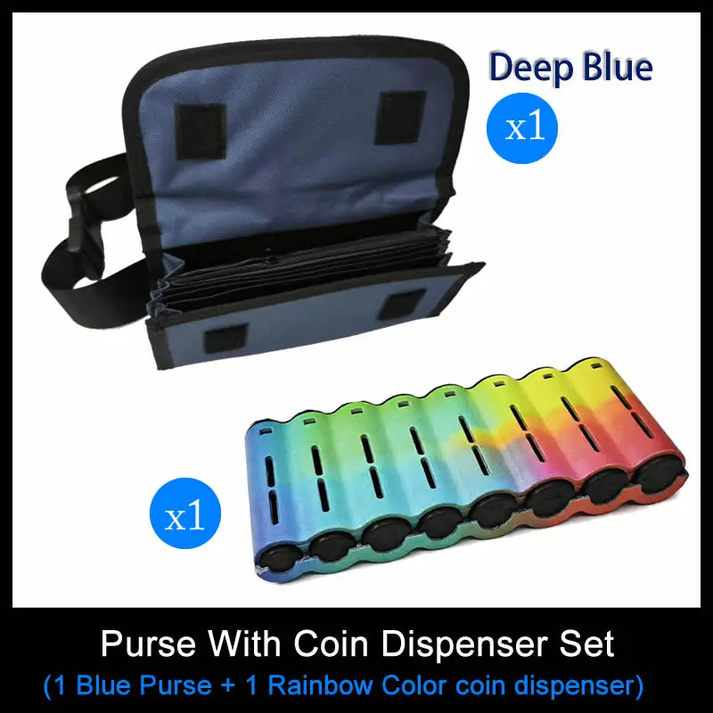Euro Coin Wallet Fanny Pack 6-Pocket Cashier Waist Bag with 8-Slot Coin Dispenser