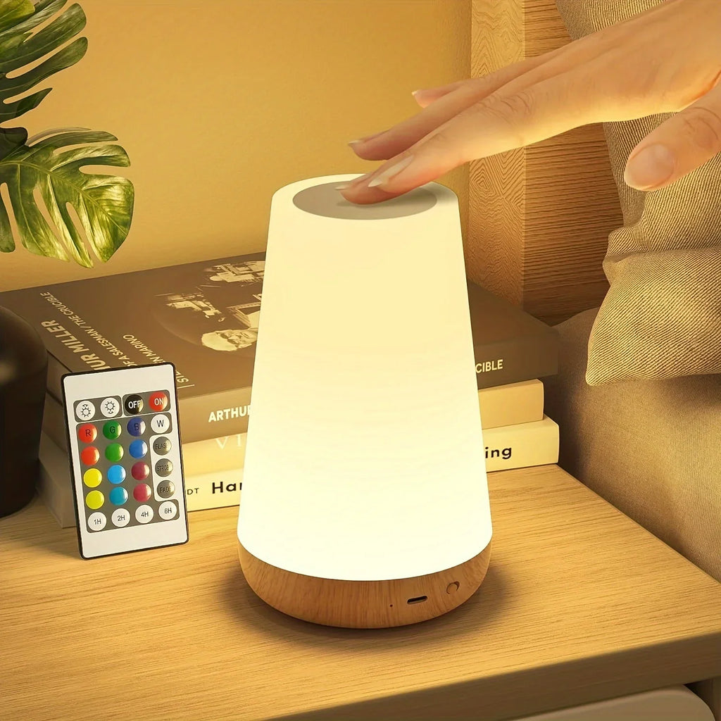 LED 13-Color RGB Rechargeable Night Light Remote & Touch Control USB Dimmable Portable Bedside Table Lamp