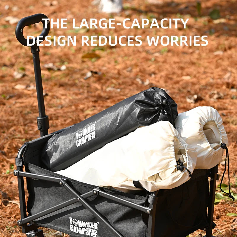 Collapsible Folding Beach Wagon Cart - Heavy-Duty Portable Utility Trolley for Camping & Outdoor (5-Inch Wheels)