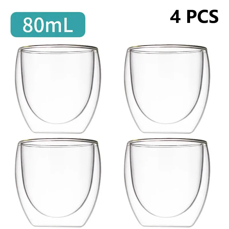 Double Wall Borosilicate Glass Mug - Heat-Resistant Insulated Tumbler for Coffee, Tea, Whiskey, Beer & Cocktails - Gift