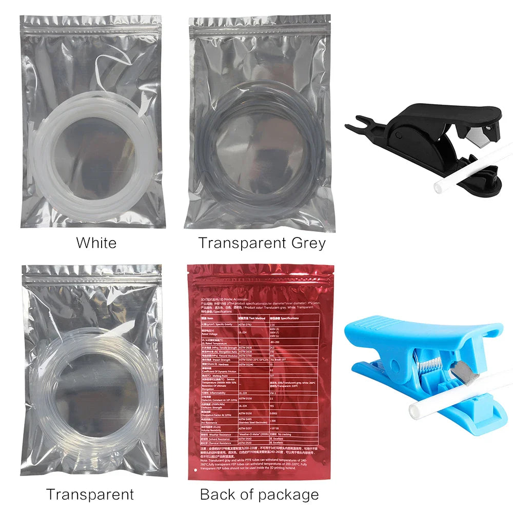 PTFE Bowden Tube for 1.75mm Filament – 2.5mm ID x 4mm OD (0.098 in x 0.157 in) Extruder Feed Tube for Mini 3D Printers