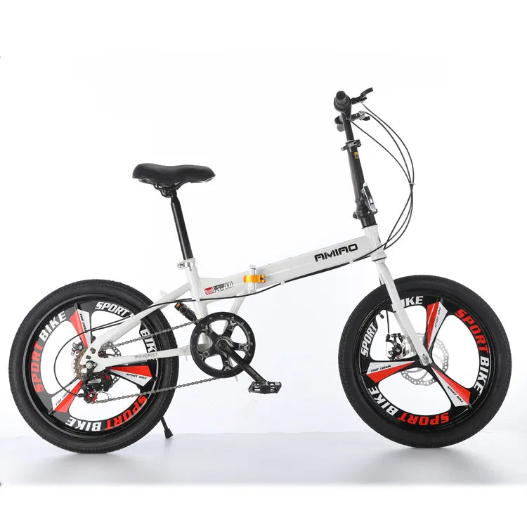 Adult 20-Inch (500mm) Foldable Bike – Portable Folding Bicycle with Front & Rear Disc Brakes, Multi-Speed Commuter Bike