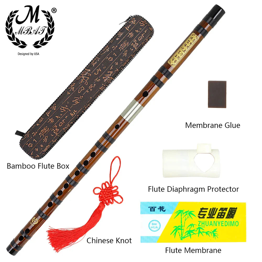 Handmade Bamboo Dizi Flute – 2-Piece Transverse Dizi, 8-Year Air-Dried Bitter Bamboo, Keys C/D/E/F/G, Brass Joint, Case & Membrane Included