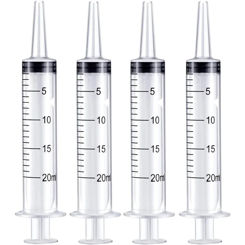 20ml Reusable Plastic Measuring Syringe Pack (5/10/20/30) - Hydroponics Nutrient, Oil Pump & Pet Medicine Feeder