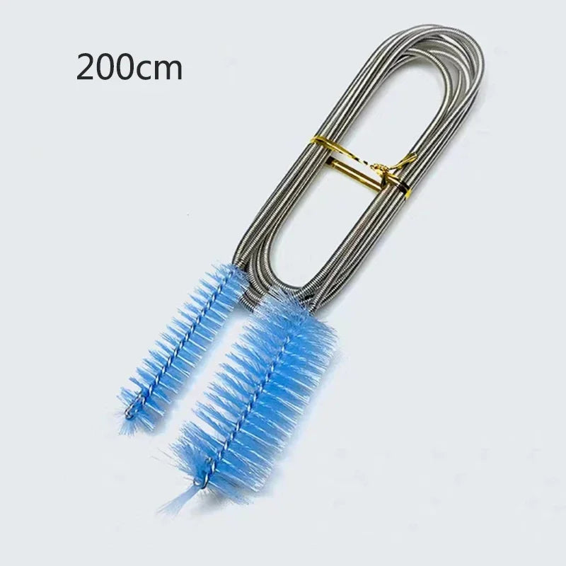 Aquarium Tube Cleaning Brush - Flexible Double-Ended Fish Tank Pipe Cleaner, Stainless Steel Handle with Nylon Bristles, Lengths 12/24/35/61/79 in (30/60/90/155/200 cm)