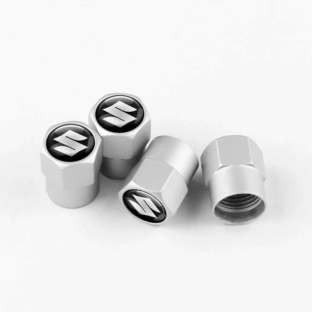 4-Pack Aluminum Tire Valve Stem Caps – Universal Metal Wheel Air Valve Covers