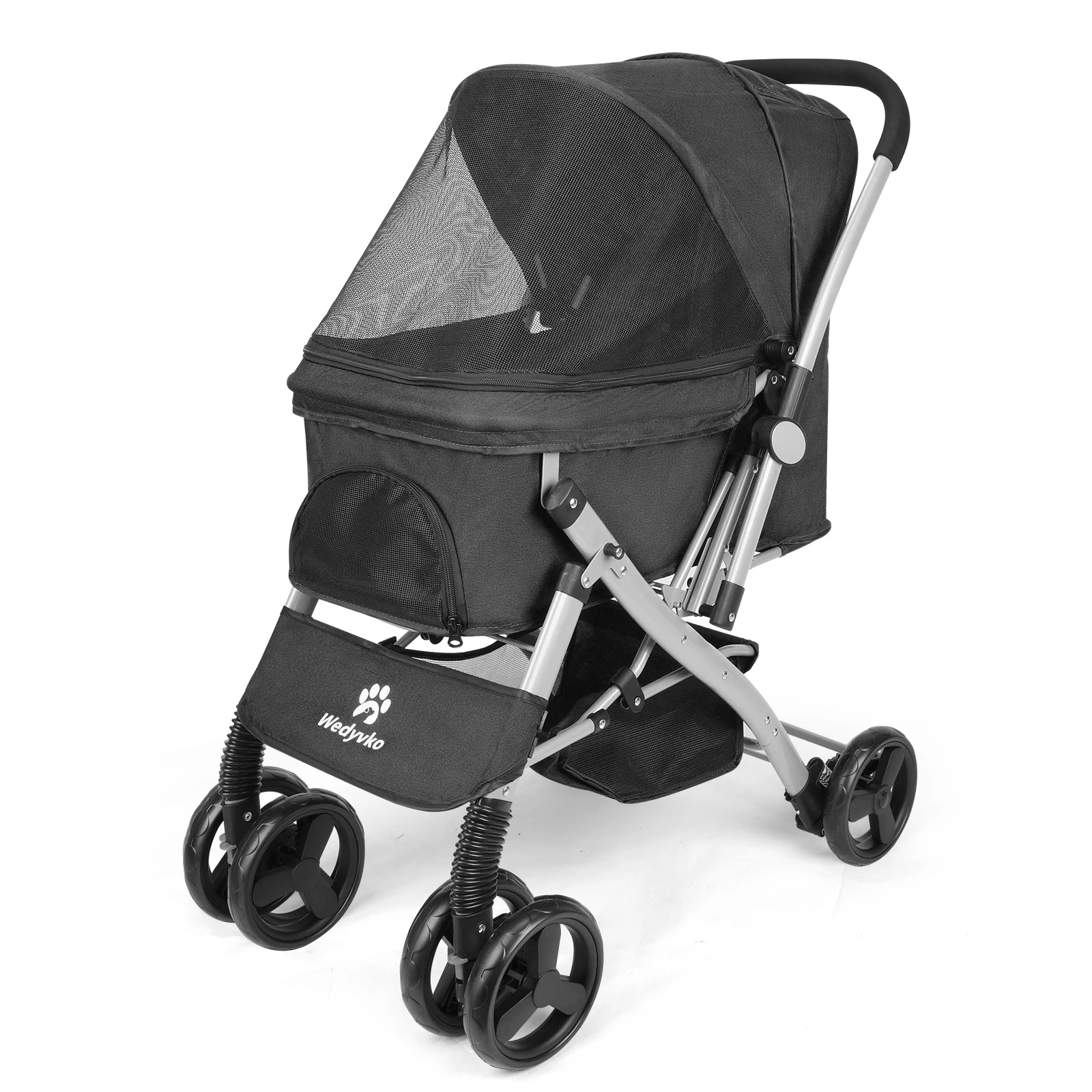Foldable Pet Stroller for Cats and Dogs, Detachable Shock-Absorbing Travel Carrier, Easy Assembly, Dirt-Resistant