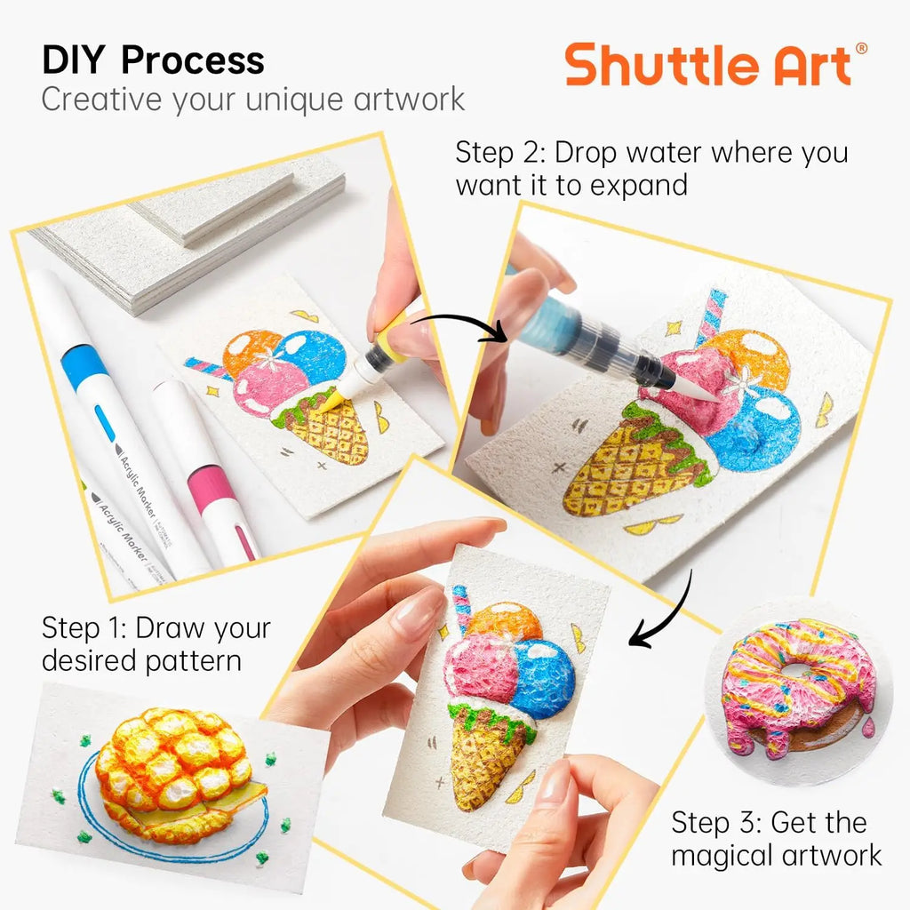 3D Magic Puffy Foam Texture Painting Paper for Kids DIY Art Craft