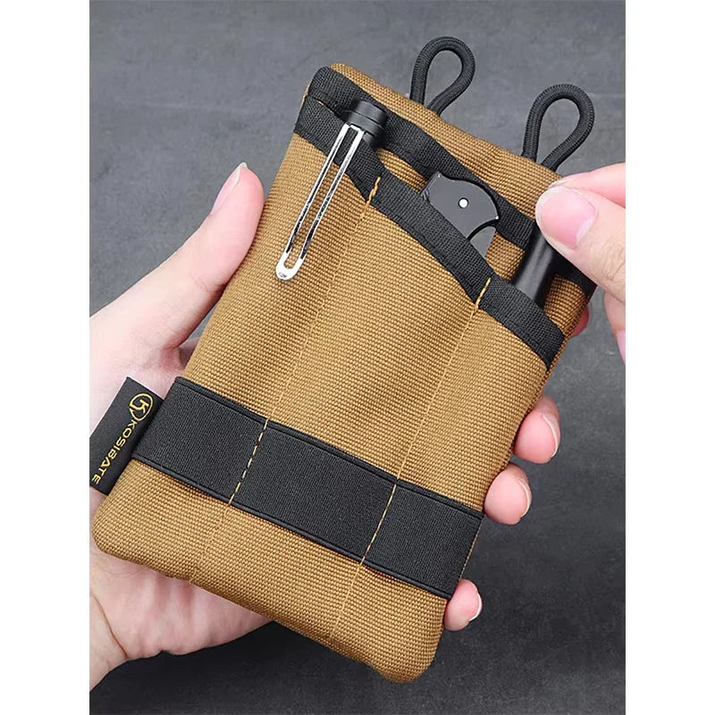Mini Tactical EDC Waist Pouch Canvas Belt Bag - Card, Key & Coin Organizer 5.7 x 3.7 in (14.5 x 9.5 cm)