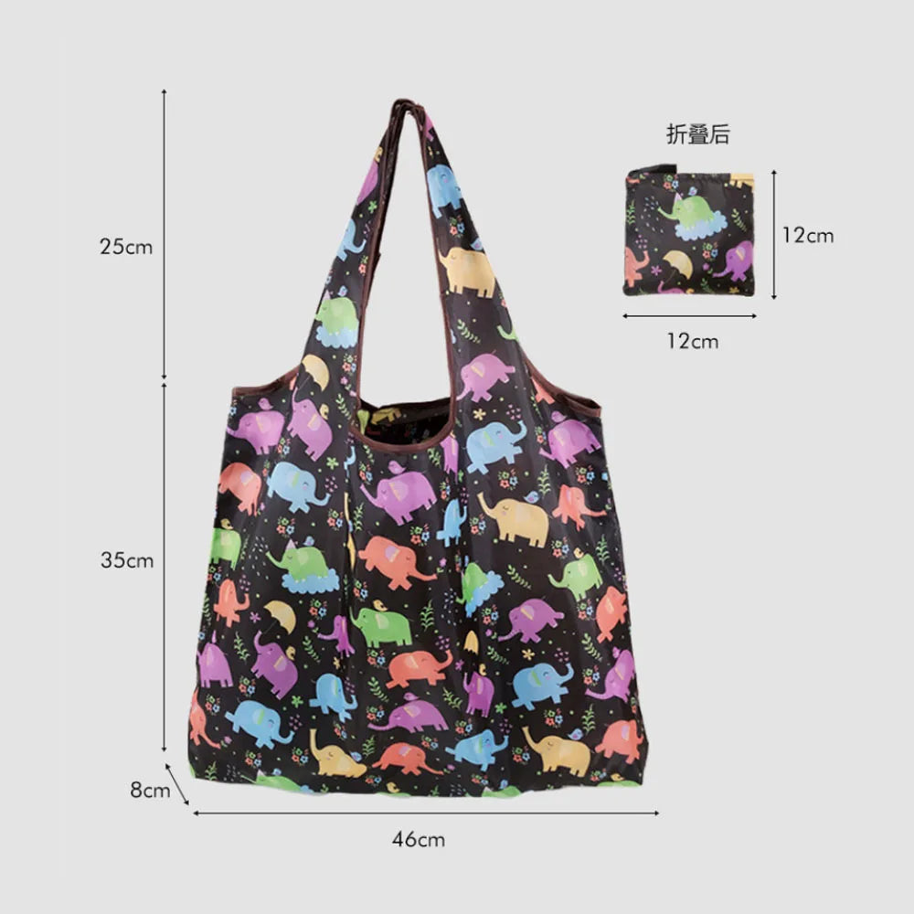 Large Foldable Reusable Shopping Tote Bag, Eco Grocery & Beach Shoulder Bag, Packable Polyester