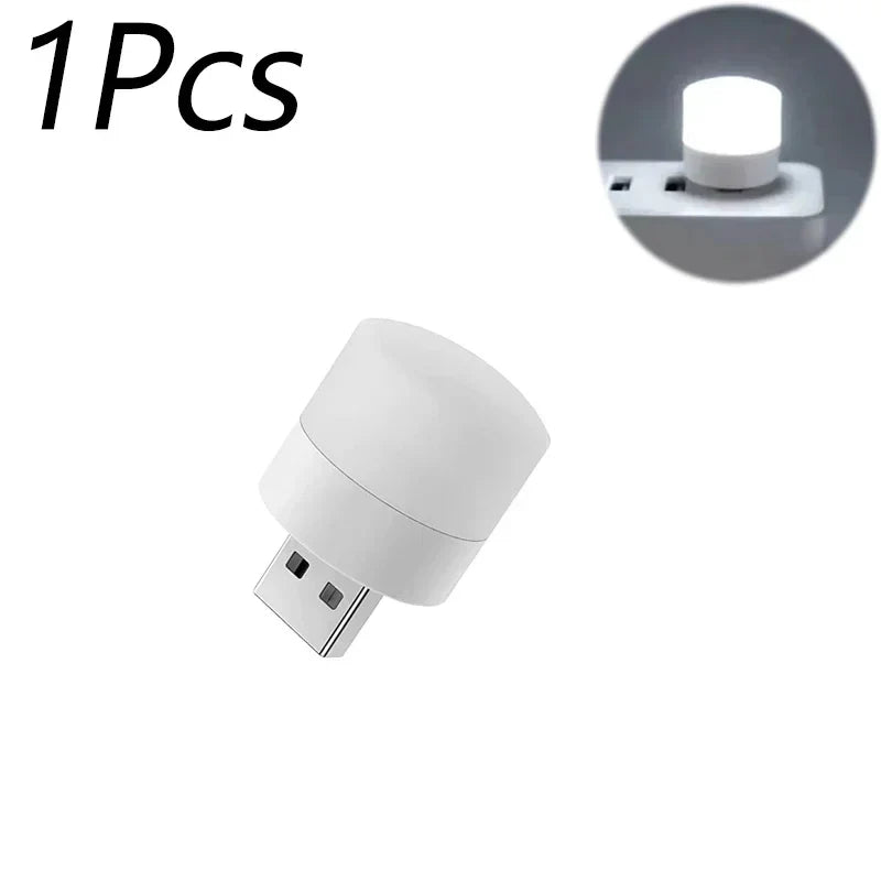 Mini USB LED Night Light - Warm & White Eye-Protection Reading Lamp, Portable USB Plug-In (1/3/5/10 Pack)