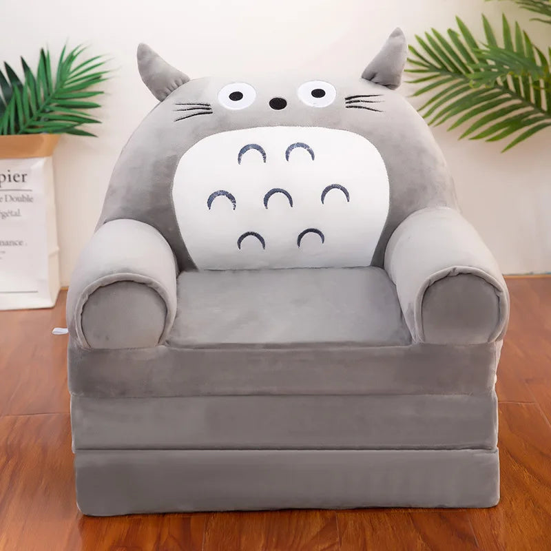 Foldable 3-Layer Plush Kids Sofa Chair Cartoon Baby Seat with Removable Cover