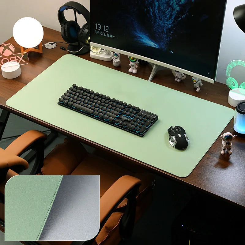 Large PU Leather Desk Pad Non-Slip Stitched Edge Office Mouse Pad and Desk Blotter