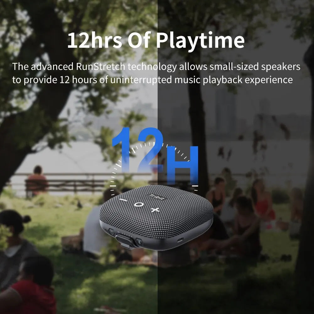 Portable Bluetooth Mini Speaker 90dB Loud Deep Bass IP67 Waterproof Built-in Strap 12-Hour Playtime Powerbank