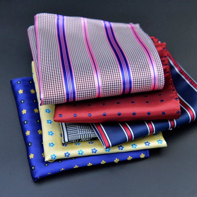 Men's Pocket Square 41 Colors - Plaid Dot Paisley Polyester Handkerchief 25 x 25 cm (9.8 x 9.8 in)
