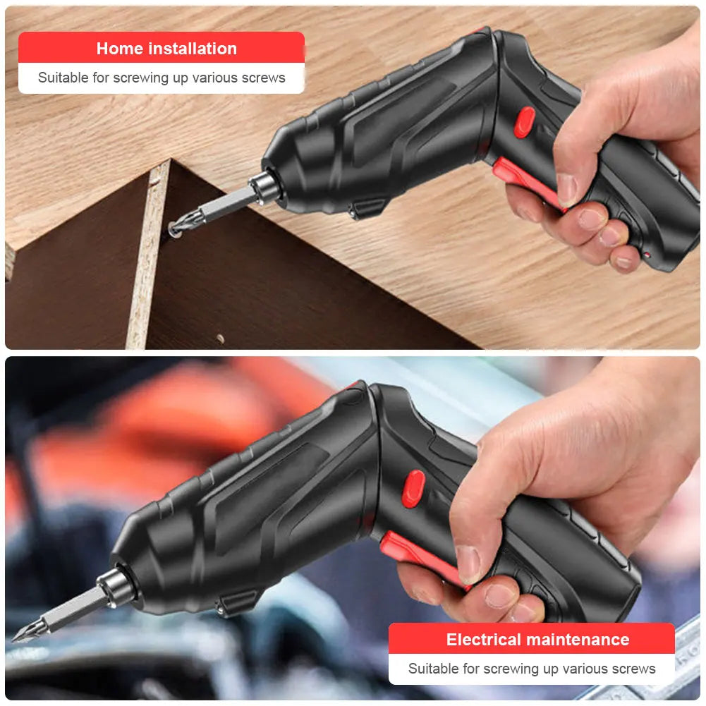 3.6V Rechargeable Cordless Electric Screwdriver Drill Set – 1800mAh Mini Power Driver with LED & USB Charging