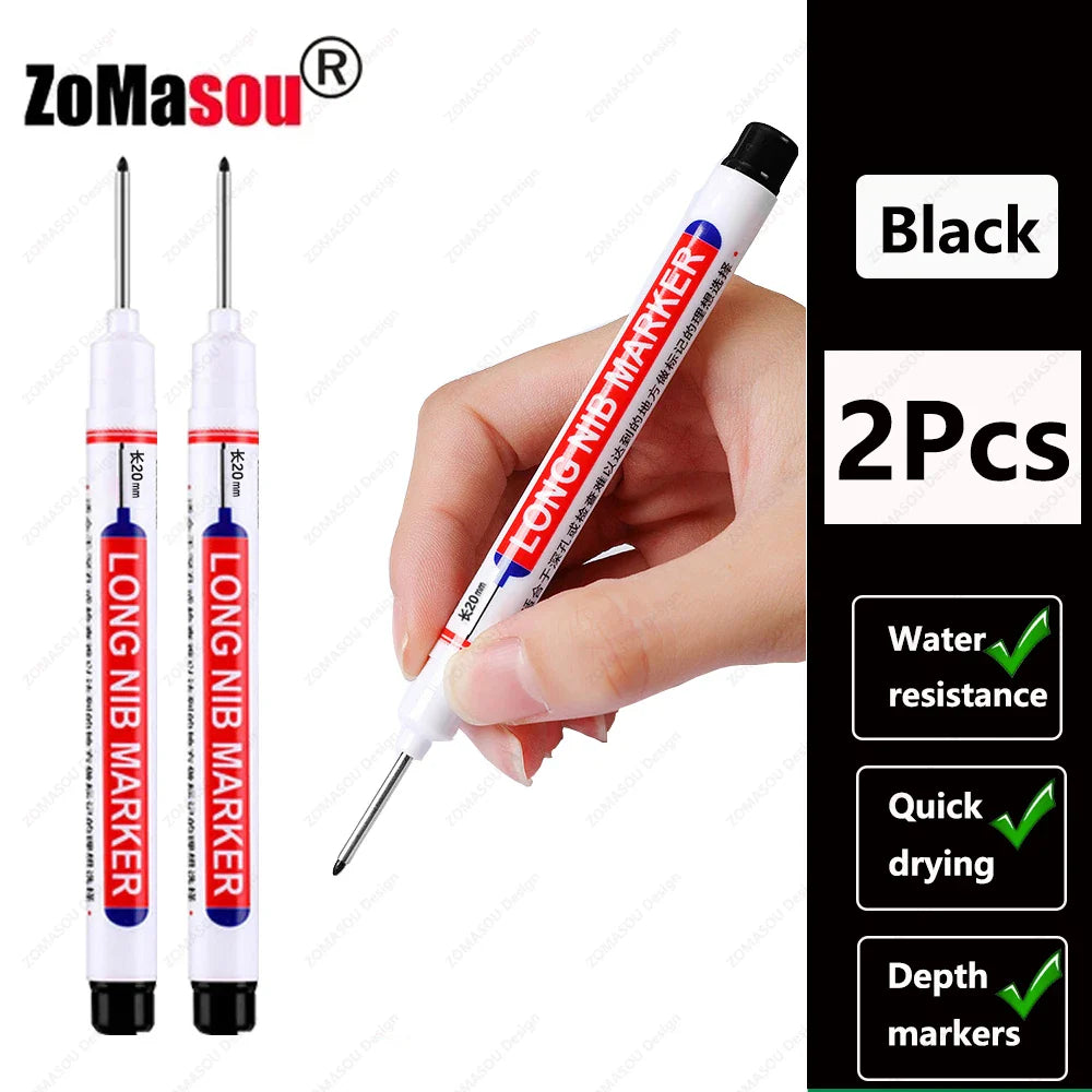 20mm Long-Head Deep Hole Marker Pens - Waterproof Fast-Dry Oil Markers for Wood, Metal & Glass (Red/Black/Blue/Green)