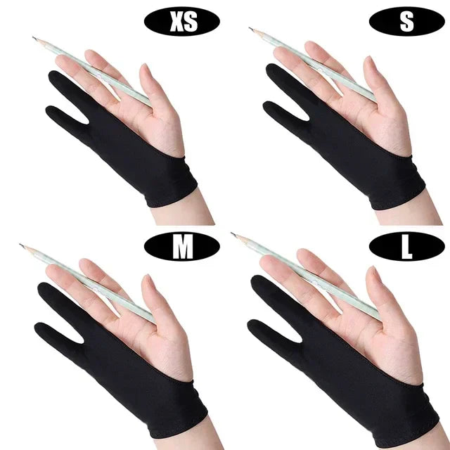 Palm Rejection Two-Finger Drawing Glove for Graphic Tablets - Right/Left Hand