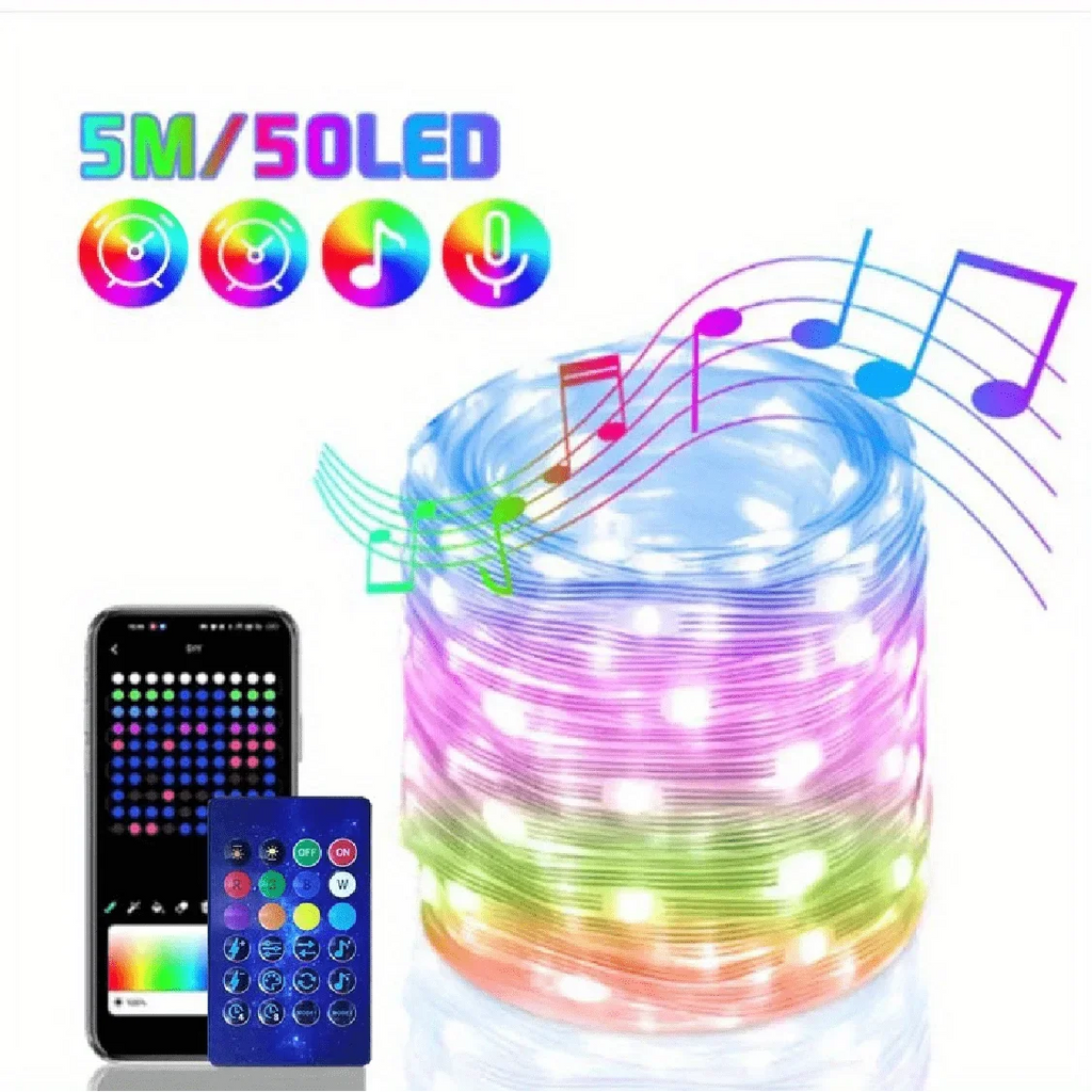 Bluetooth USB Dreamcolor LED String Lights RGBIC Music Sync 5m/10m/20m (16ft/33ft/66ft) IP65 Waterproof Fairy Garland