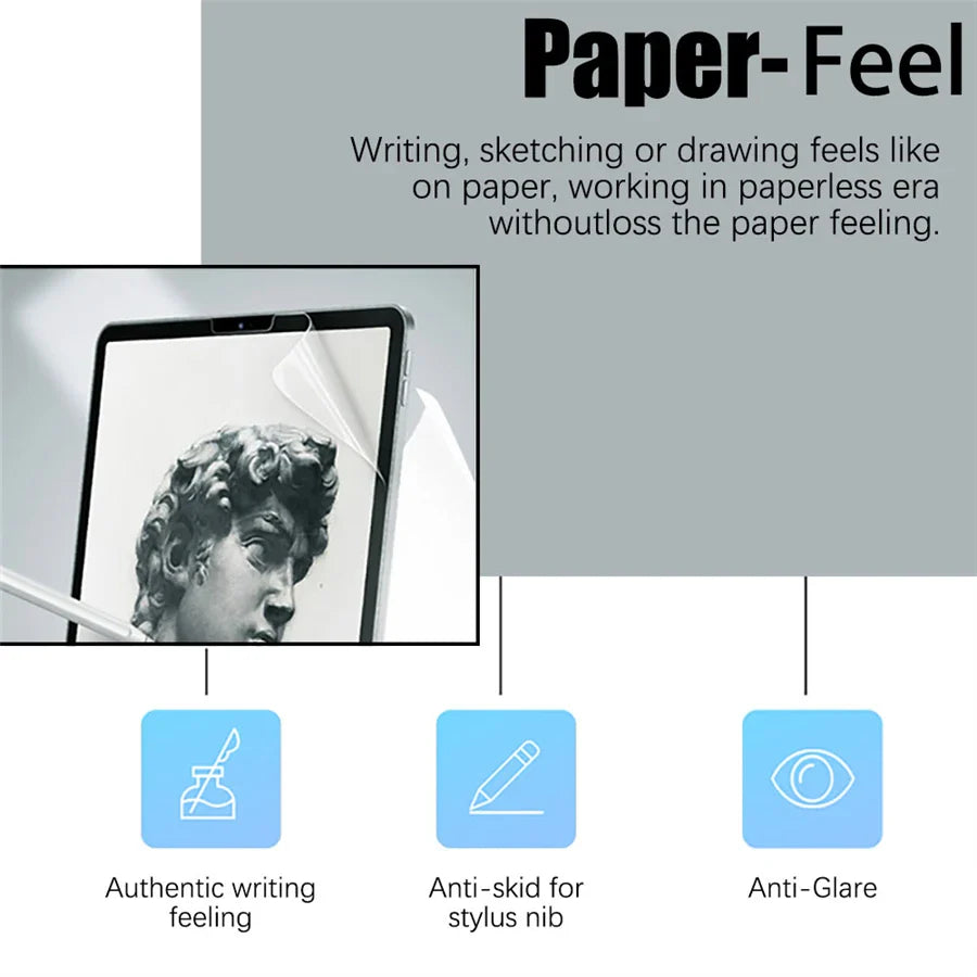 3-Pack Paper-Like Matte PET Screen Protector for iPad Air & Pro — 10.5–12.9 in (26.7–32.8 cm), Anti-Glare Pen-Friendly