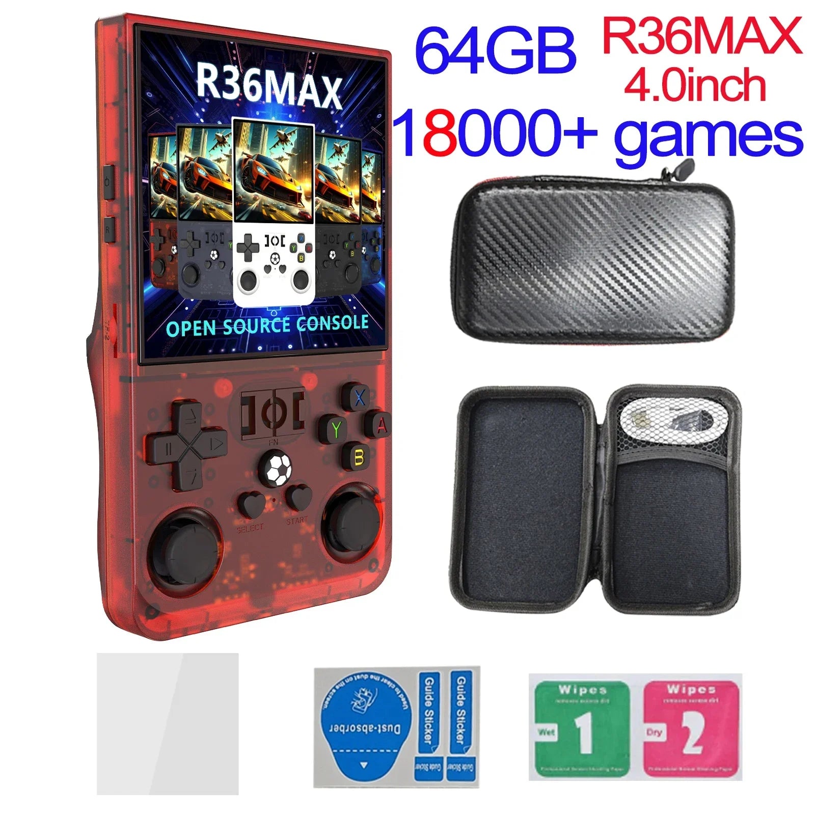 Handheld Retro Game Console 4.0-inch (10.2 cm) IPS 720x720, 64GB/128GB, 22,000 Preloaded Games, Linux, USB-C Charging