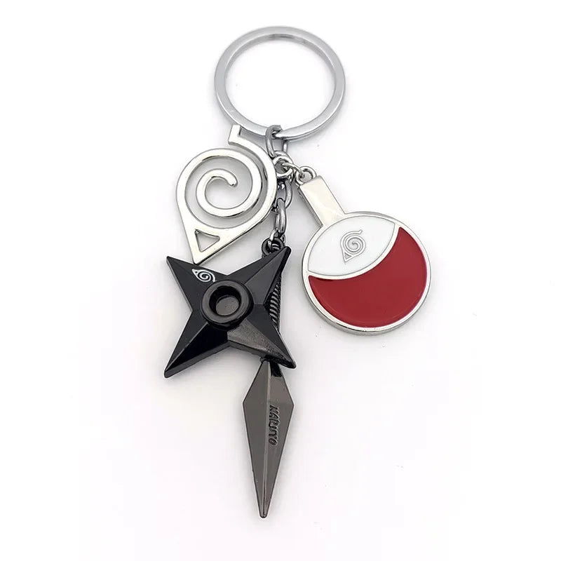 Anime Ninja Keychain Set: Kunai, Shuriken & Red Cloud Charms for Backpack, Car & Keys