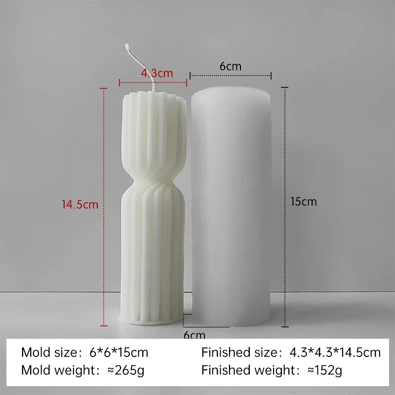 Striped Cylinder Silicone Candle Mold for DIY Pillar, Soy Wax, Plaster & Resin Crafts