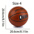Basketball for Adults & Youth - Brown, Sizes 4/5/6/7 (1pc) - Durable Rubber Indoor/Outdoor Game Ball