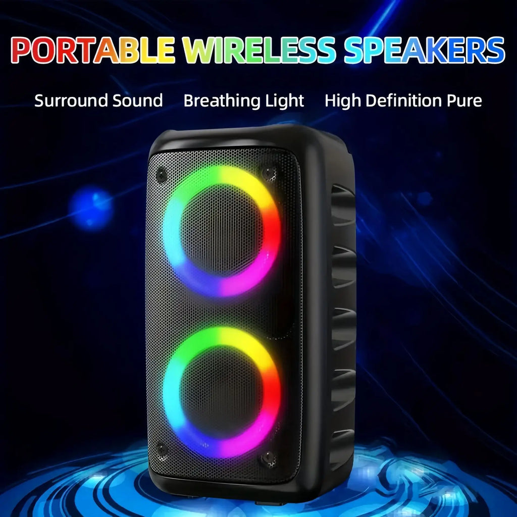 Portable Bluetooth Karaoke Speaker with Microphone, LED Party Light, FM Radio, TF/USB, 10W TWS
