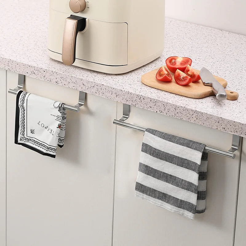 Over-Door Stainless Steel Towel Rack – Hanging Towel Bar for Bathroom & Kitchen Cabinets, 23.5 x 6.2 cm (9.25 x 2.44 in) or 36 x 6.2 cm (14.17 x 2.44 in), 1/2-Pack
