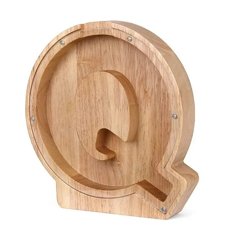 26-Letter Wooden Piggy Bank A-Z Alphabet Coin Money Box Kids Savings Jar Desktop Decor Gift