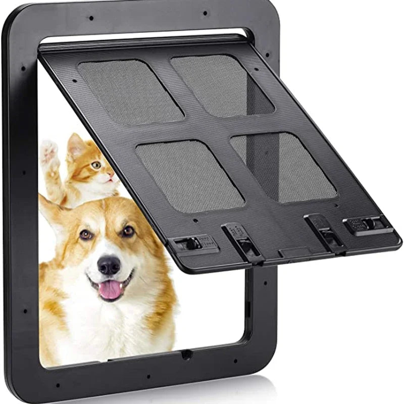 Magnetic Lockable Pet Screen Door for Cats & Small/Medium Dogs — Window/Gate Mount, L 24×29 cm (9.4×11.4 in) & XL 37×42 cm (14.6×16.5 in), Easy Install