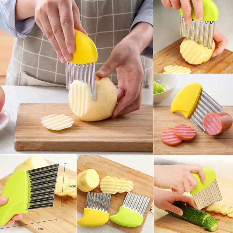 Stainless Steel Crinkle Wavy Potato & Vegetable Slicer French Fry Cutter