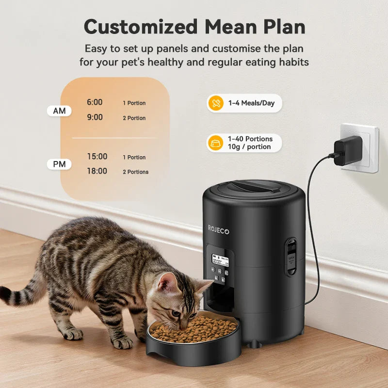 2L (67.6 fl oz) Automatic Pet Feeder – Smart Kibble Dispenser with Button Control, Programmable Auto Feeder for Cats & Small Dogs