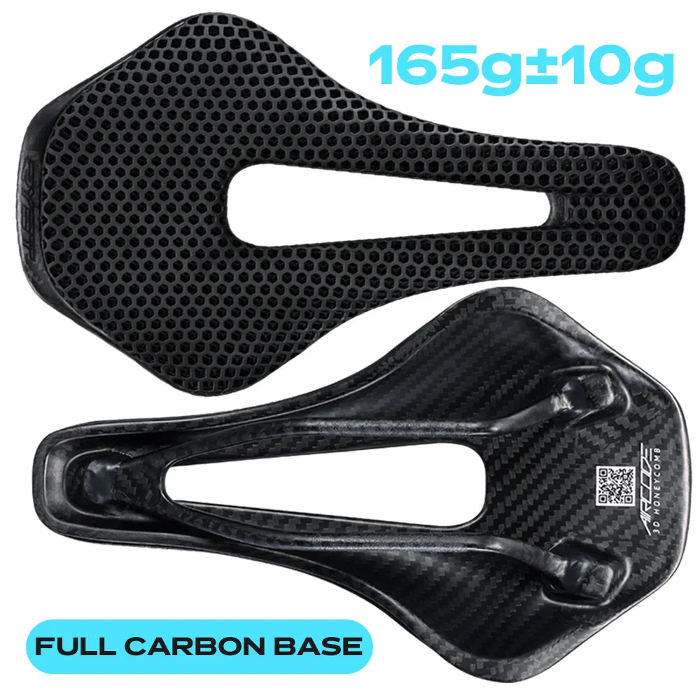 3D Printed Carbon Fiber Bicycle Saddle 255x150mm (10 x 5.9 in) – Ultralight Hollow Breathable MTB & Road Bike Seat