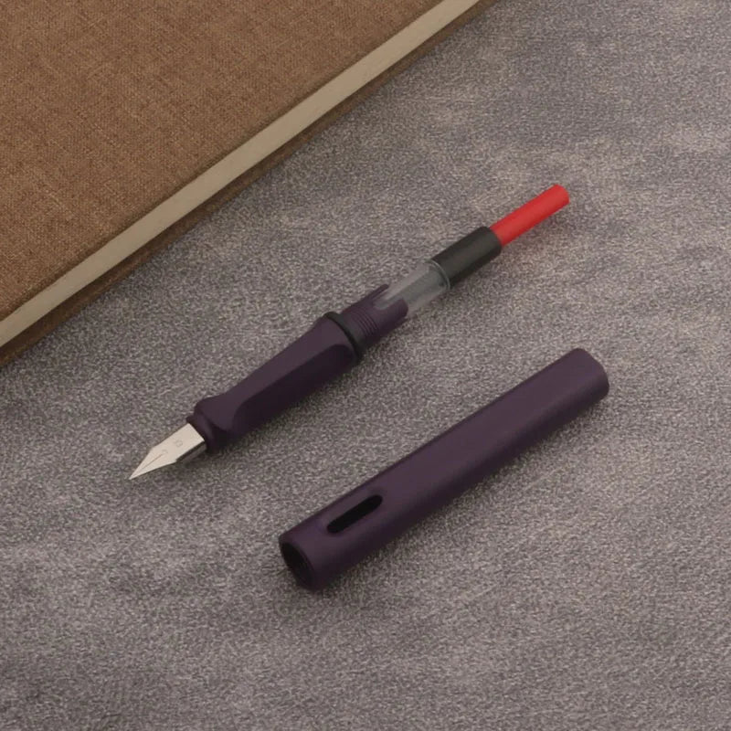 Matte Purple Fountain Pen – Plastic Body with EF/F Stainless Steel Nib, 0.38mm Fine Tip for School & Office