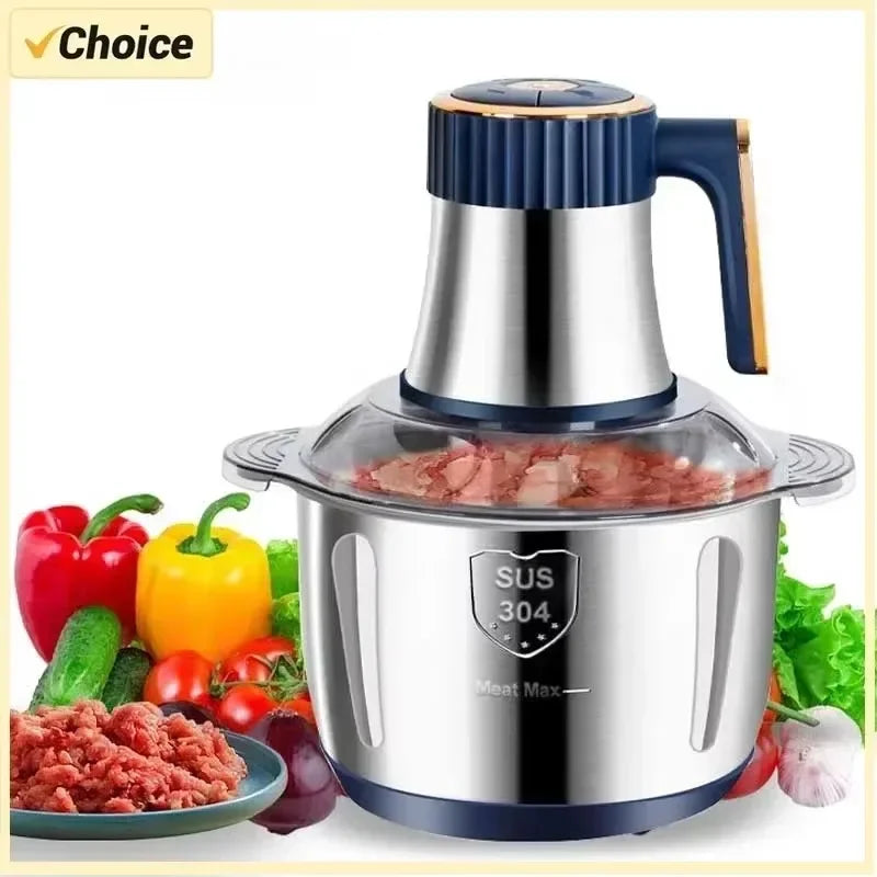 Electric Meat Grinder 5L (1.32 US gal / 5.28 qt) Stainless Steel Food Processor and Vegetable Chopper 200W 5-Speed