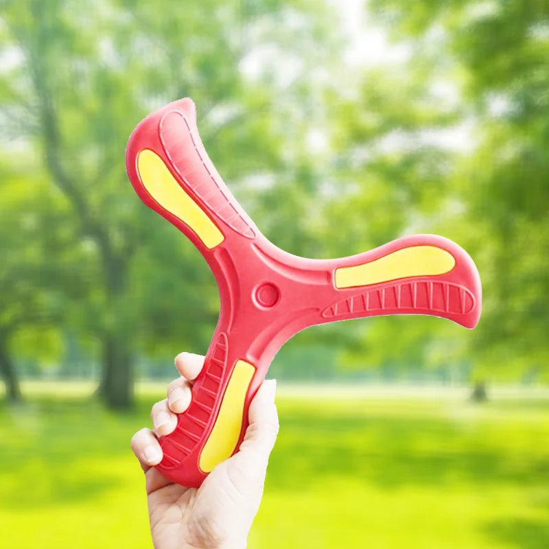 Soft Foam Boomerang Flying Disc for Kids & Adults - 9 x 9 in (23 x 23 cm) Three-Leaf Outdoor Throwing Toy, Unisex