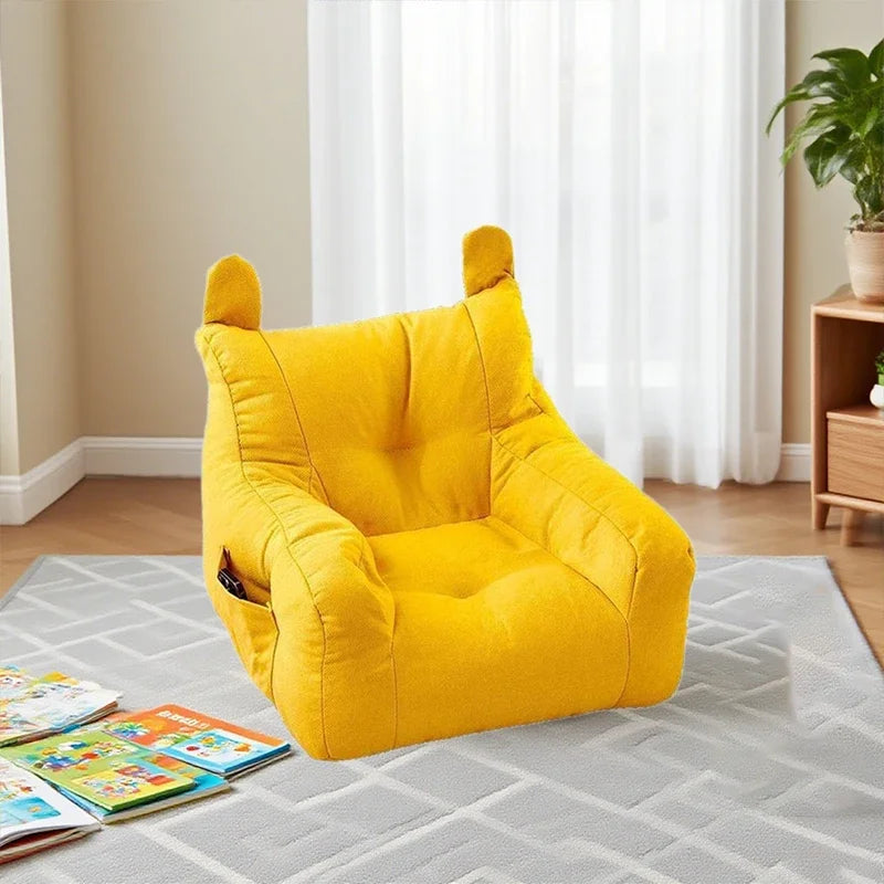 Kids Bear Plush Sofa Chair Soft Ergonomic Small Lazy Sofa with Storage Pocket for Boys and Girls